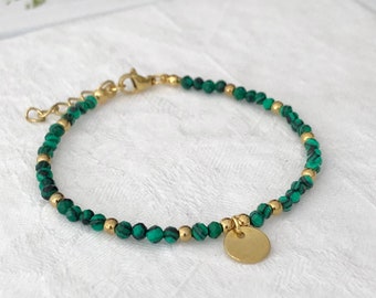 Bracelet malachite, bracelet en acier inoxydable