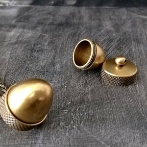 Acorn Canister Locket,Cremation Ashes Stash Necklace, solid brass locket, brass locket, acorn,hide away containers,acorn nut, image 4