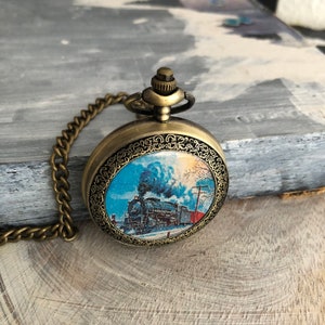 Pocketwatch,steampunk pocket watch,vintage train, train, vintage pocket watch, watch for men image 2