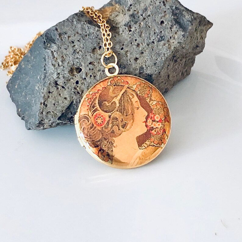 Locket necklace, locket necklace gold, stainless steel locket image 1