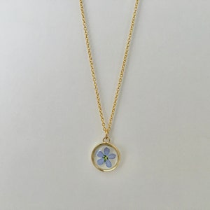 Collier ne m'oubliez pas, pendentif vraie fleur, cadeau pour maman, cadeau pour elle image 5