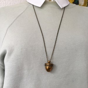 Acorn Canister Locket,Cremation Ashes Stash Necklace, solid brass locket, brass locket, acorn,hide away containers,acorn nut, image 2