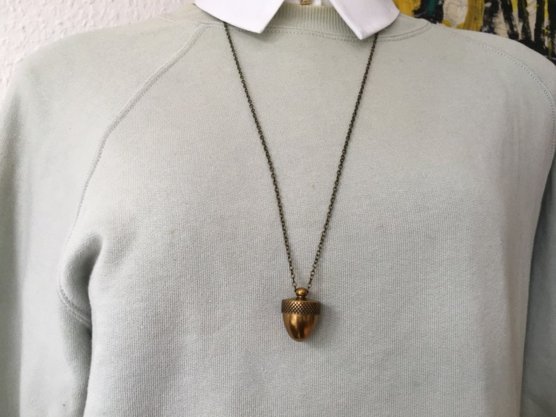 Acorn Canister Locket,Cremation Ashes Stash Necklace, solid brass locket, brass locket, acorn,hide away containers,acorn nut, image 2