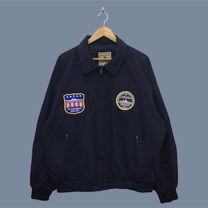 Vintage US Navy Northwest Jacken, USN-Veteranen-Aufnäher, Herren-Harrington-Jacken, Größe L