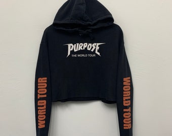Justin Bieber Purpose World Tour by H&M Cropped Pullover Hoodie Sweatshirt Size Medium