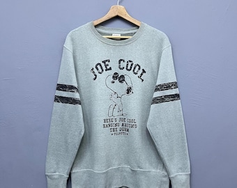 Sudadera vintage de cuello redondo de Joe Peanuts, talla M – Sudadera con estampado de dibujos animados
