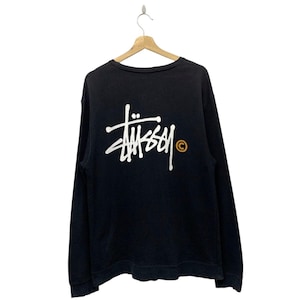 Vintage Stussy Pullover Crewneck Sweatshirt Size Large Stussy Big Logo Printed Black Men’s Sweatshirt