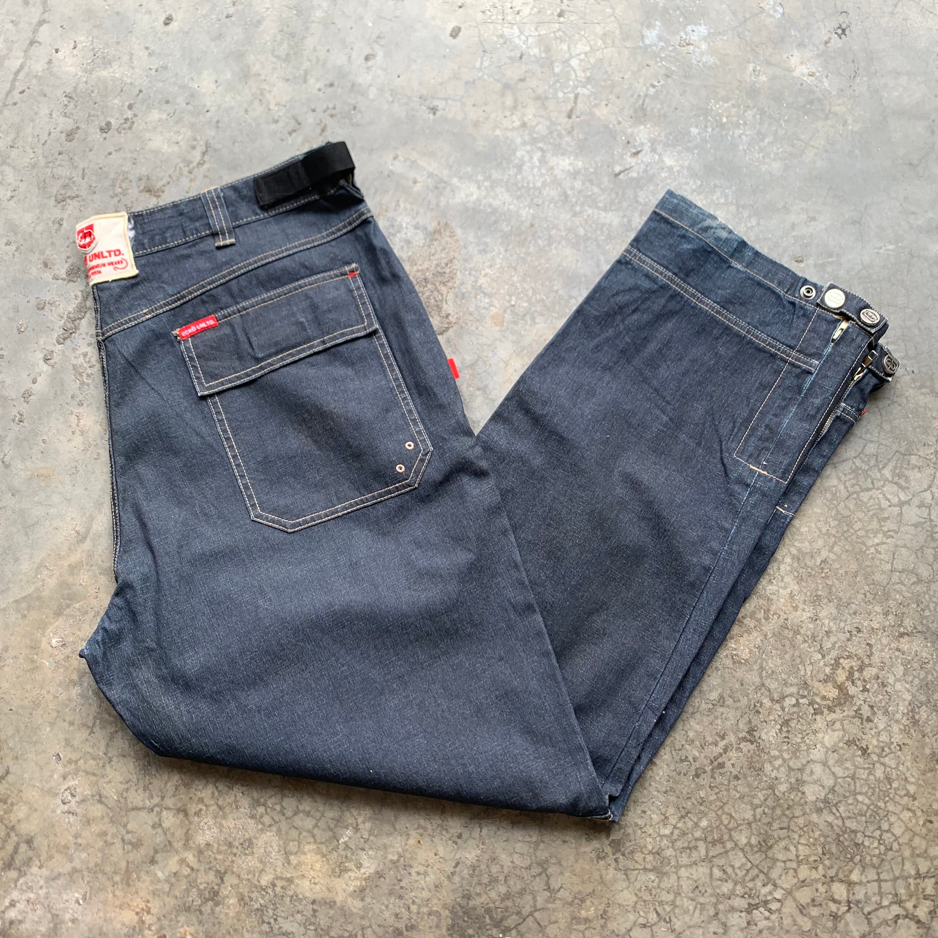 Ecko Unltd Double Knee Baggy Denim Jeans Size 40x33 Oversized 