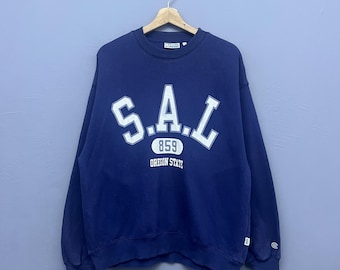 Vintage Oregon State SAL 859 Crewneck Sweatshirt Medium Navy Blue - Discus Athletic Sportswear Pullover Graphic Jumper