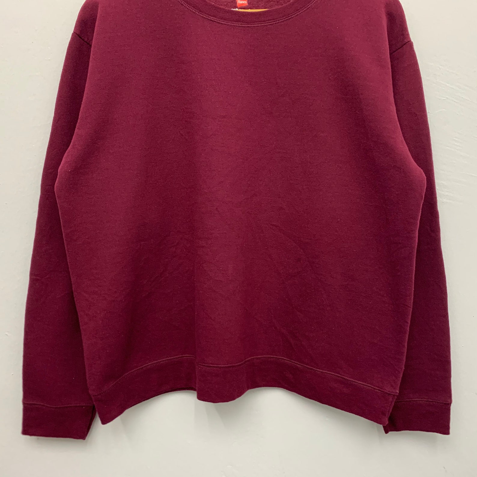 Hanes Maroon Plain Solid Sweatshirt Womens Large | Etsy