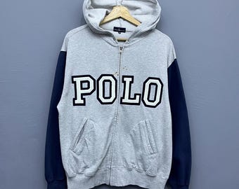 Vintage 90s Ralph Lauren Full Zip Hoodie Size M Polo RL Embroidered