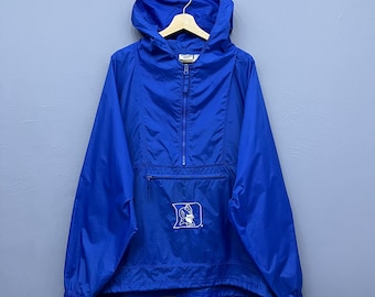 Vintage 90s Duke Blue Devils Embroidered Nylon Packable Half Zip Pullover Windbreaker Size XL