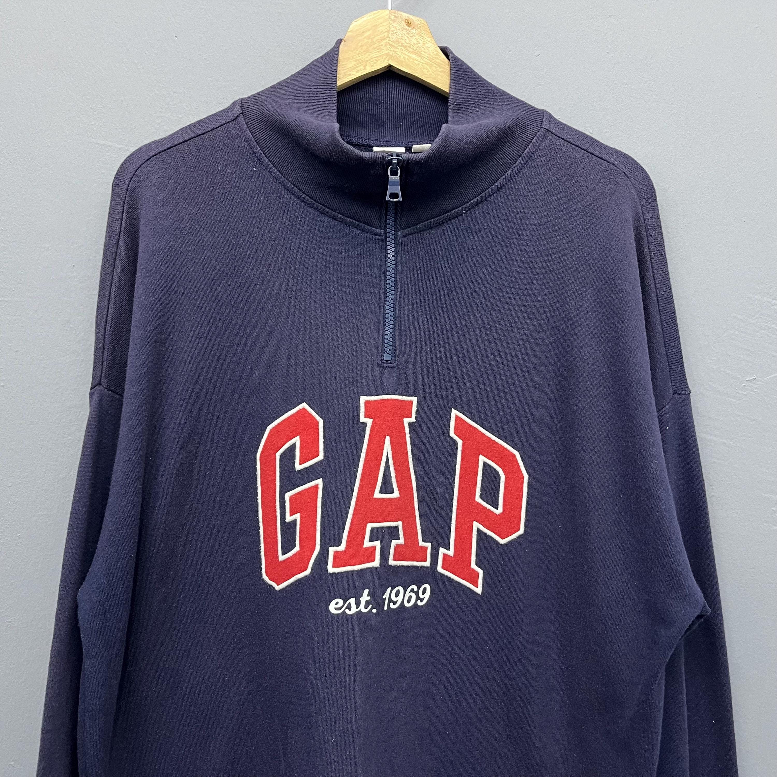 Vintage Gap Half Zip Sweatshirt Navy Blue Pullover Men