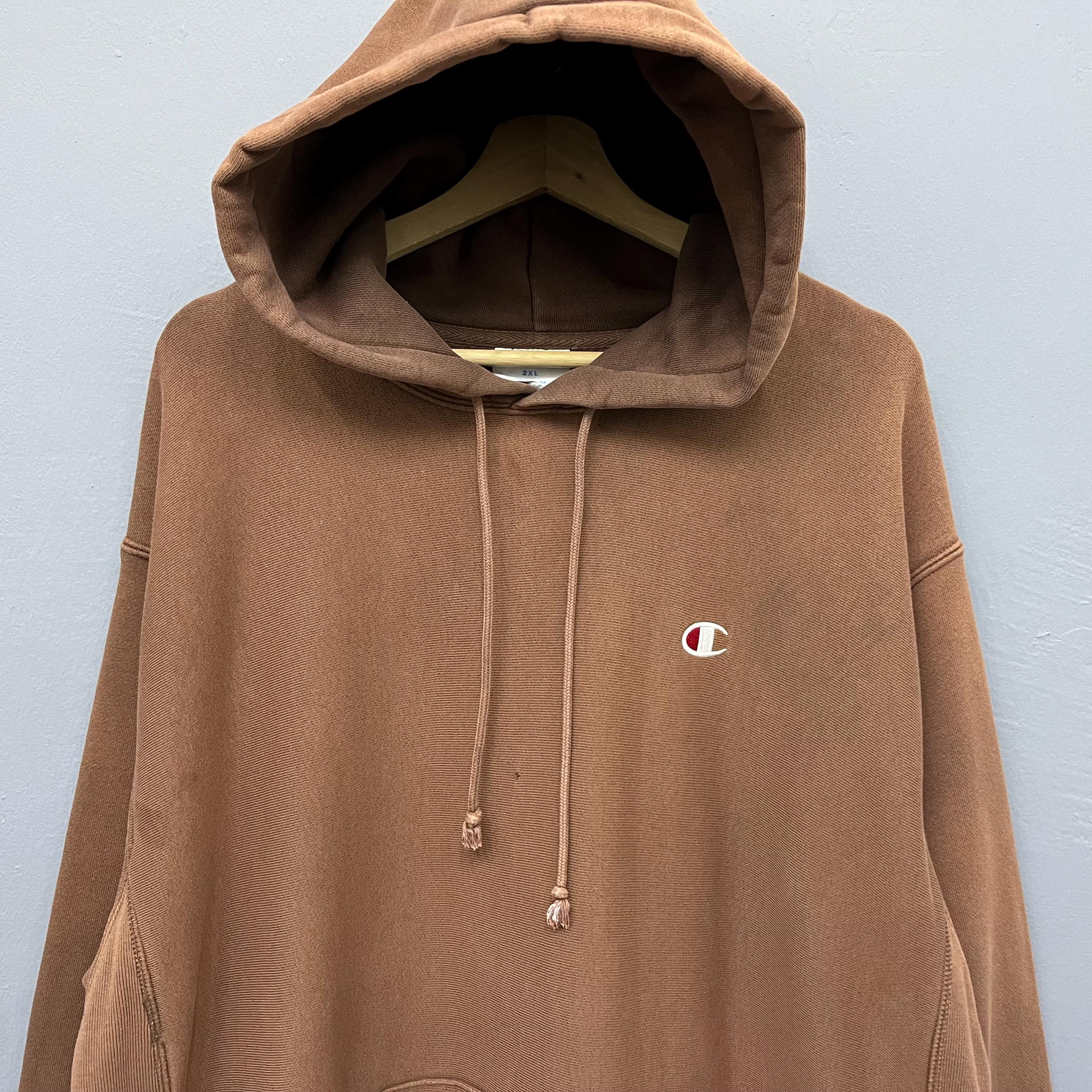 Oversized Vintage Champion Reverse Weave Small Logo Brown Pullover 