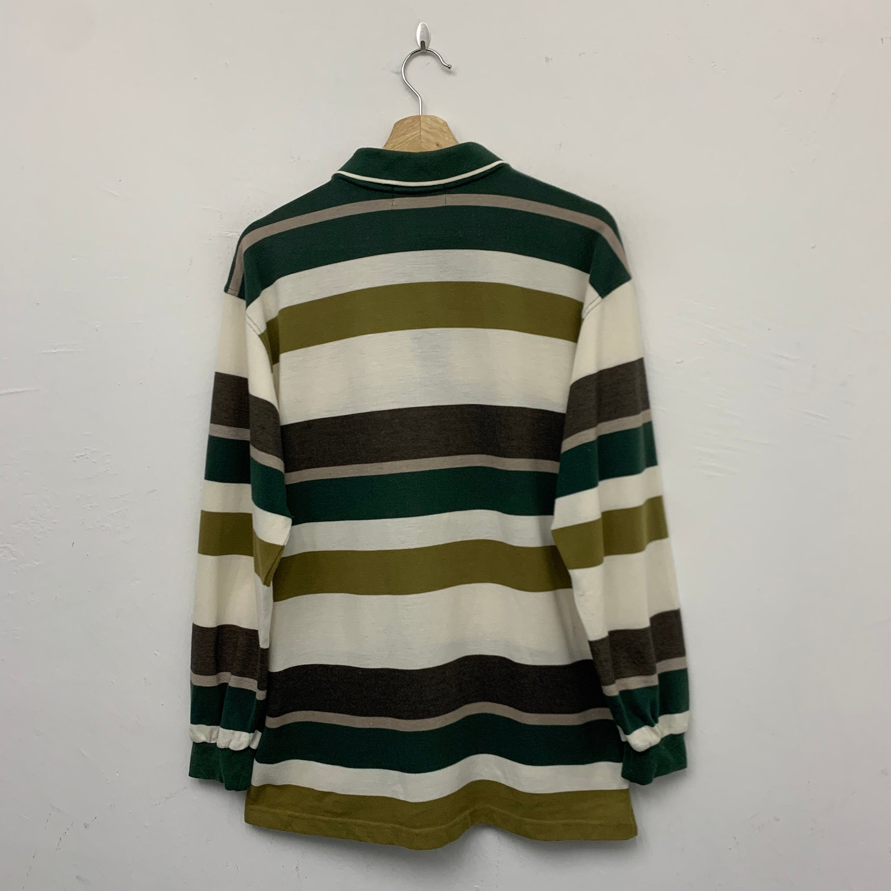 Vintage Gianni Valentino Italy Long Sleeve Striped Collared Polo