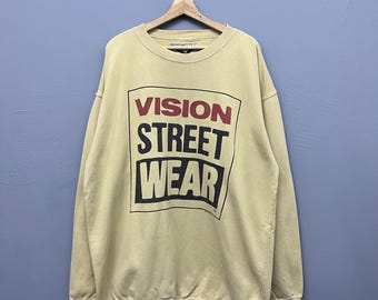80s USA製VISION STREET WEAR ロンＴ　M Vintage 80s Vision Street Wear Skateboard Sweatshirt Grey Colour