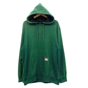 Ben Davis Hoodie Sun Faded Vintage Ben Davis Green Plain Pullover Hoodie Sweater Size Medium