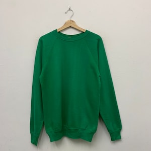 Vintage 80s Discus Athletic Plain Green Crewneck Sweatshirt Size Medium