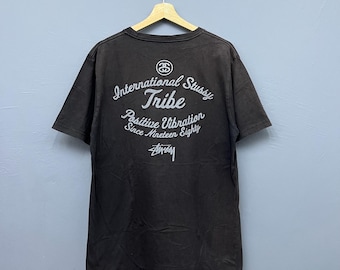 T-shirt Stussy Tribe Taille L Streetwear T-shirt graphique délavé