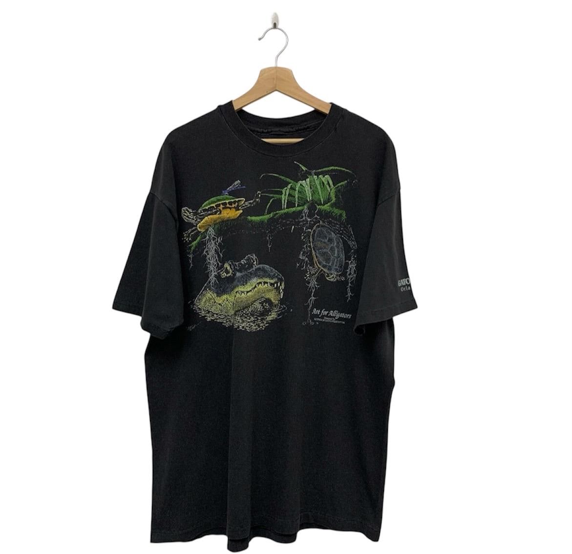 90s サンフランシスコ アートTシャツ USA製 ケーブルカー 水彩画 Art Vintage 90s Art for Alligators Gatorland Orlando Florida T Shirt