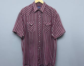 Chemise Western Wrangler – Rose Cachemire – Boutons Pression Perle – Taille M – Vintage