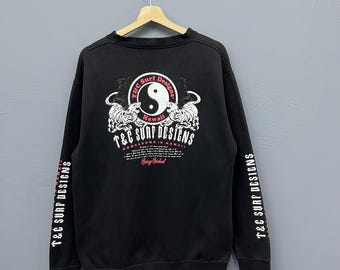 Sudadera de cuello redondo con diseño de surf vintage de los Hawaii Tigers, talla grande