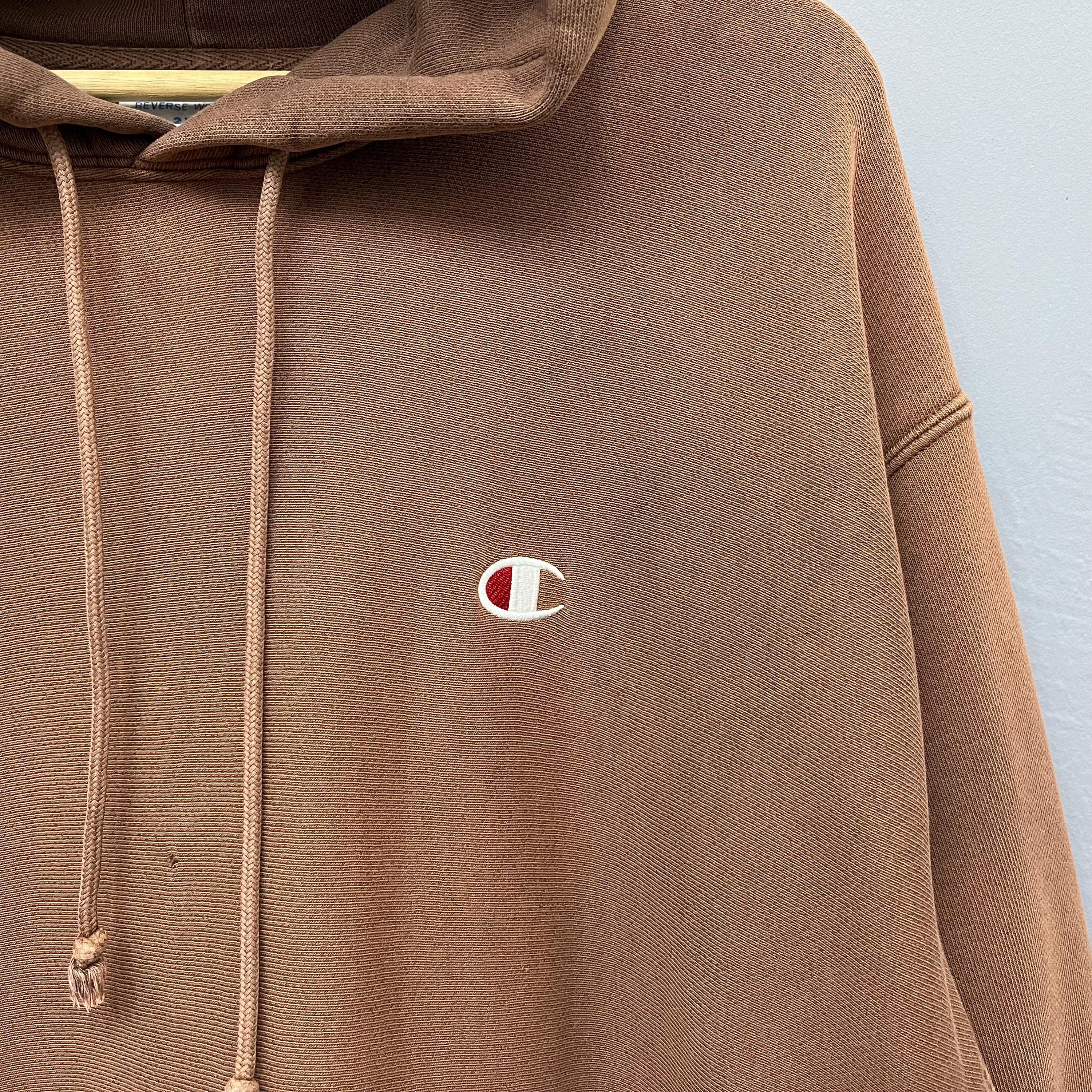 Oversized Vintage Champion Reverse Weave Small Logo Brown Pullover 