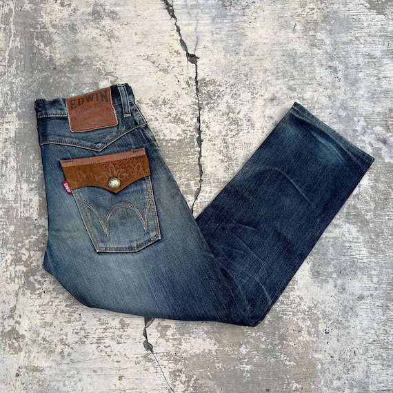 Vintage Edwin Denim Jeans: Cowboy Western Style, Size 33x29 - Etsy