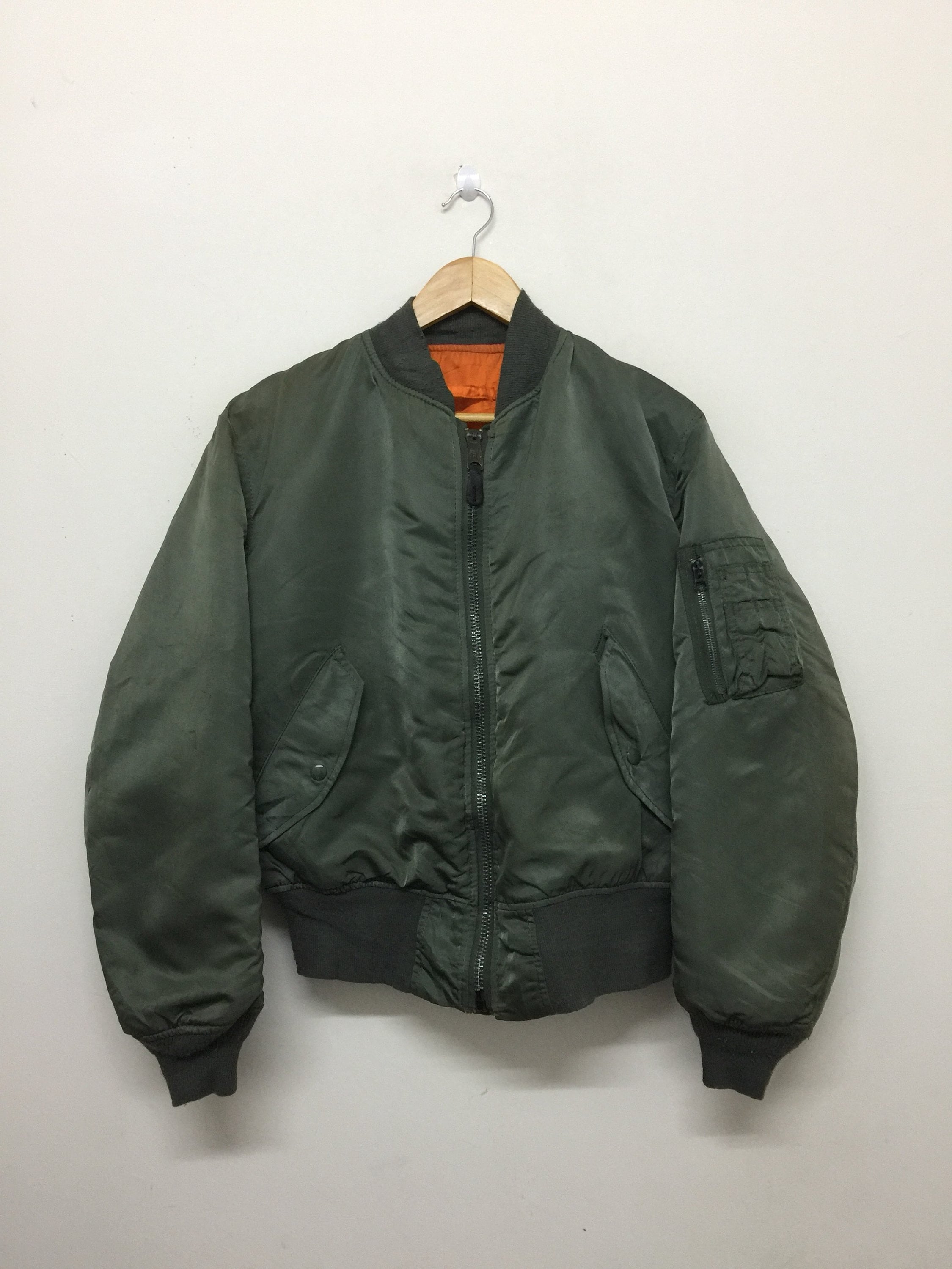 Made Alpha Vintage - in XL Size Industries Usa / Etsy Green Flight / Jacket Jacket Alpha / / Reversible MA-1 Industries Bomber India 80s Olive