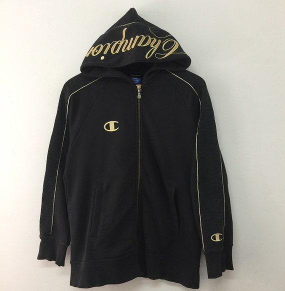 champion black gold hoodie