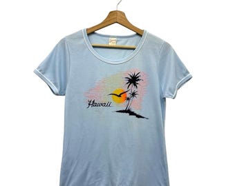 Vintage Hawaï-ringer-T-shirt jaren 80, maat Small, Aloha