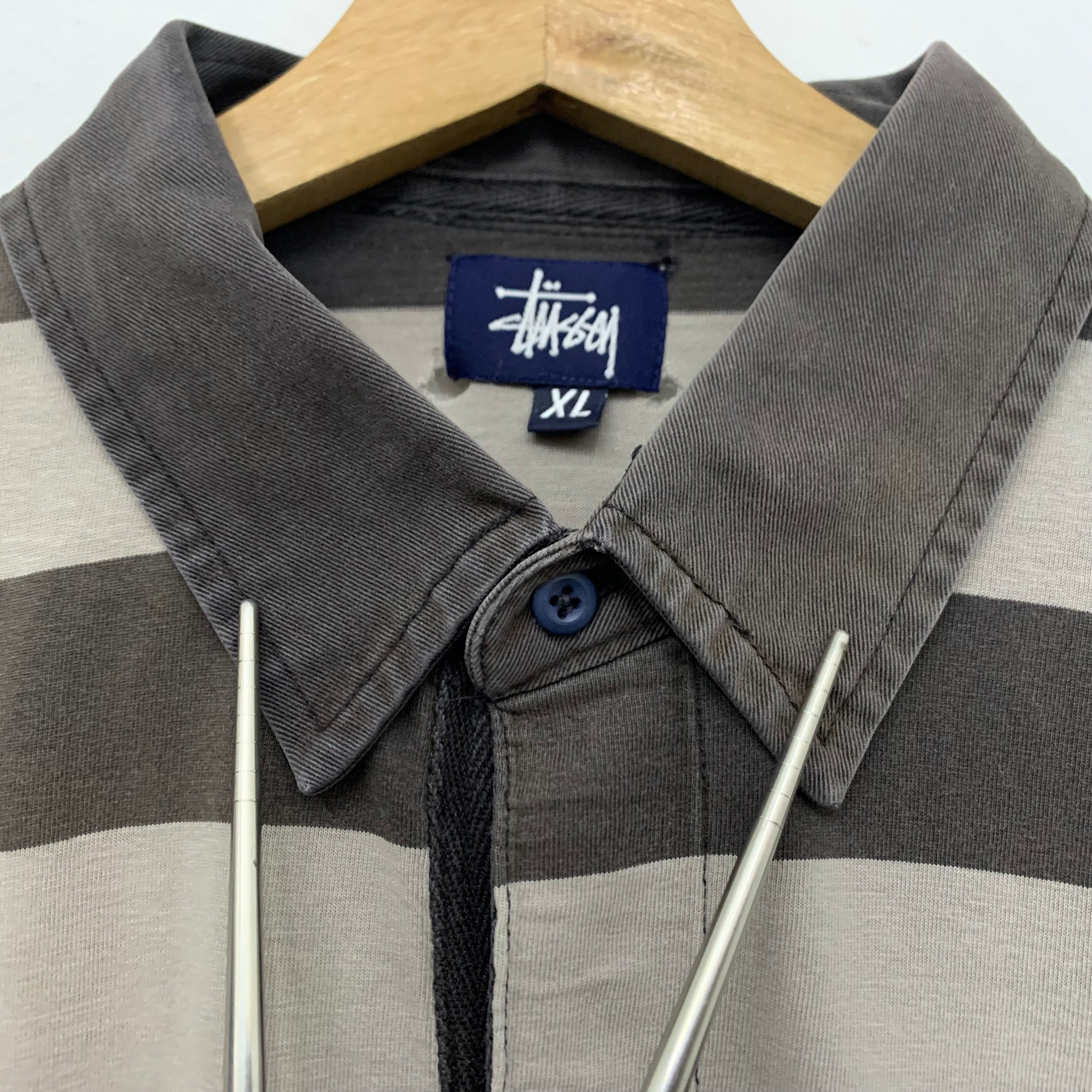 Vintage Stussy Striped Polo Shirt Size Large - Etsy