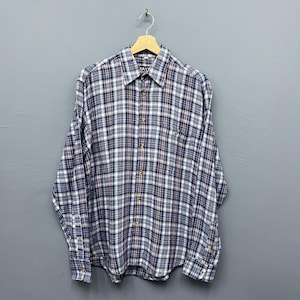 Vintage Mayne Plaid Tartan Checkered Button Down Shirt Size Large