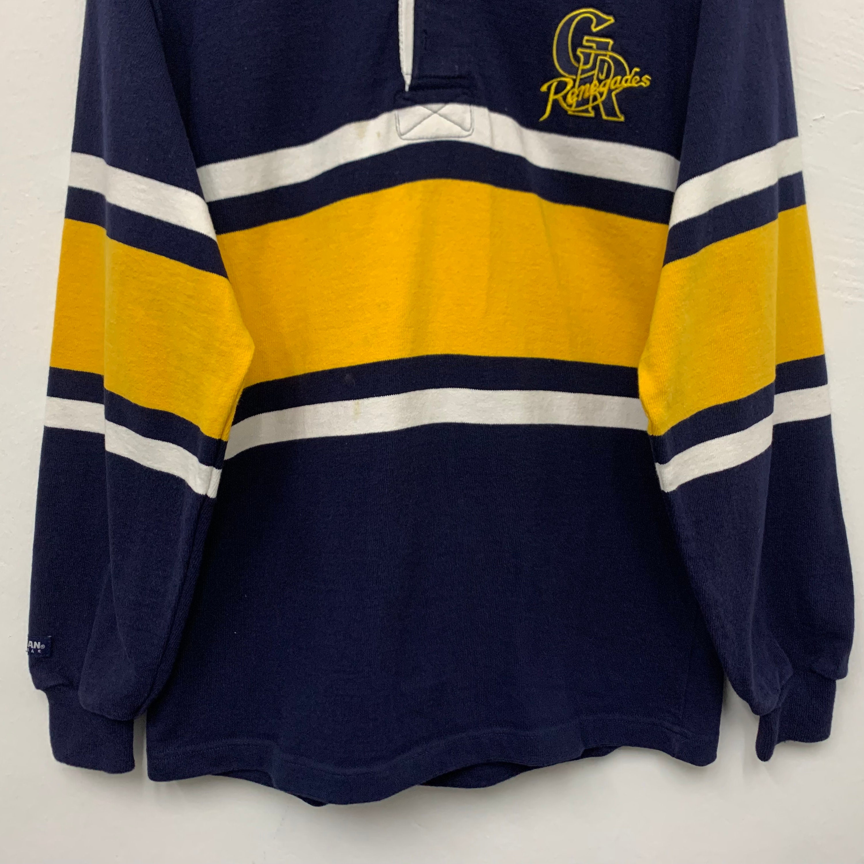 Vintage Barbarian Collegiate Striped Classic Rugby Shirt Size