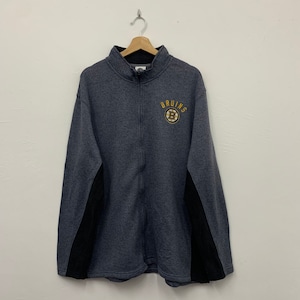 Boston Bruins NHL Embroidered Full Zip Oversized Sweater Jacket Size XXL