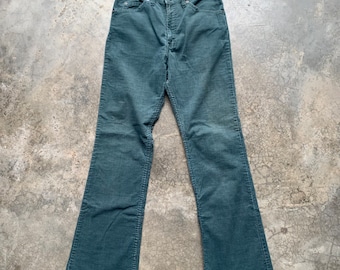 Vintage 80s Levis 517 Bootcut Corduroy Jeans Green Size 30x31 - Talon 42 Zipper Made in Usa