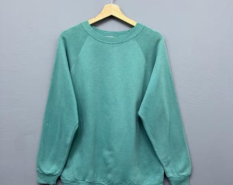 Vintage Hanes Her Way effen raglansweater met ronde hals uit de jaren 90 maat L - Made in Usa