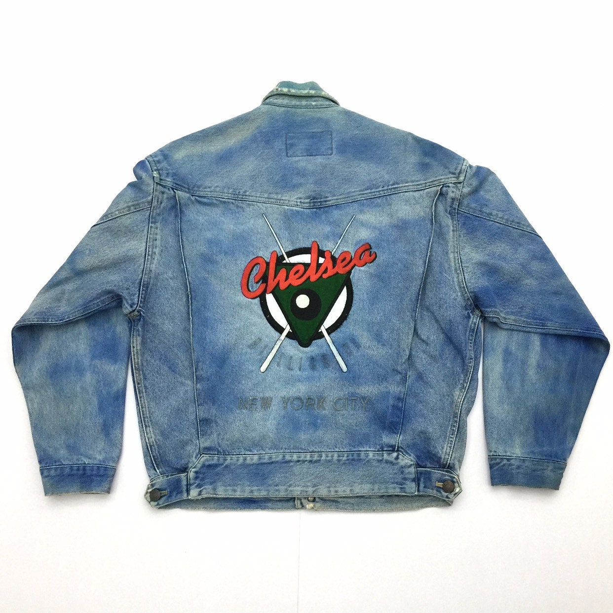 Vintage Calvin Klein Denim Jacket / 80s Calvin Klein Chelsea Billiards New York City Trucker Denim Jacket Mens Medium