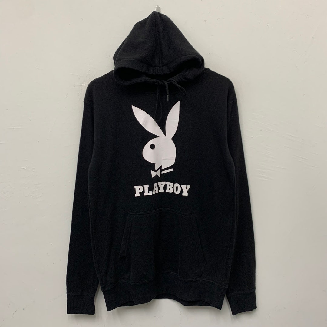 Playboy Hoodie Vintage Playboy Bunny Big Logo Black Pullover Hoodie Sweatshirt Size Medium Etsy UK