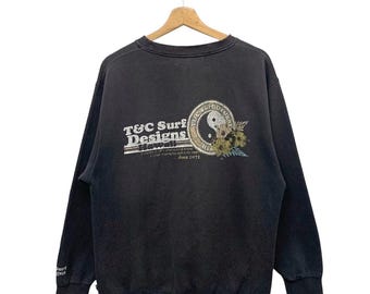 Sudadera de cuello redondo con diseño de surf vintage T&C Surf Designs, talla mediana