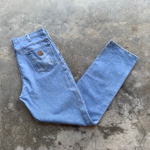 Carhartt Jeans Mens Size 40X30 Light Wash Blue Denim Jean B18 DST Original  Fit