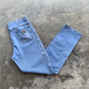 Carhartt Jeans Distressed Carhartt Light Wash Dirty Denim Jeans Size 38”x36”