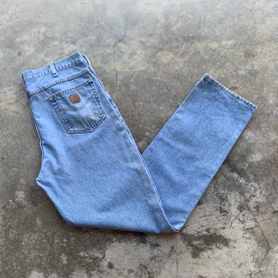Vintage 90s Carhartt Denim Jeans Size 38 X 36 / Carpenter Painter Pants /  Streetwear / Relaxed Fit / Distressed Carhartt / Vintage Workwear -   Canada