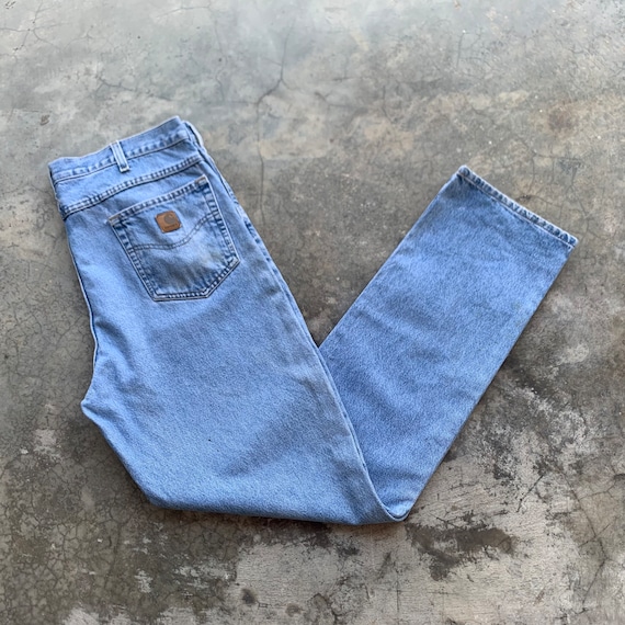 Vintage 90s Carhartt Denim Jeans Size 38 X 36 / Carpenter Painter Pants /  Streetwear / Relaxed Fit / Distressed Carhartt / Vintage Workwear -   Canada