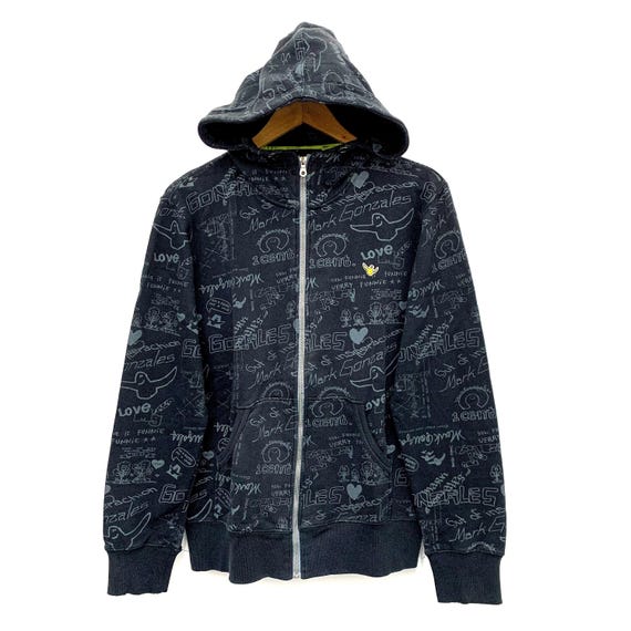 Vintage Mark Gonzales Skateboards Full Zip Hoodie Sweatshirt Size