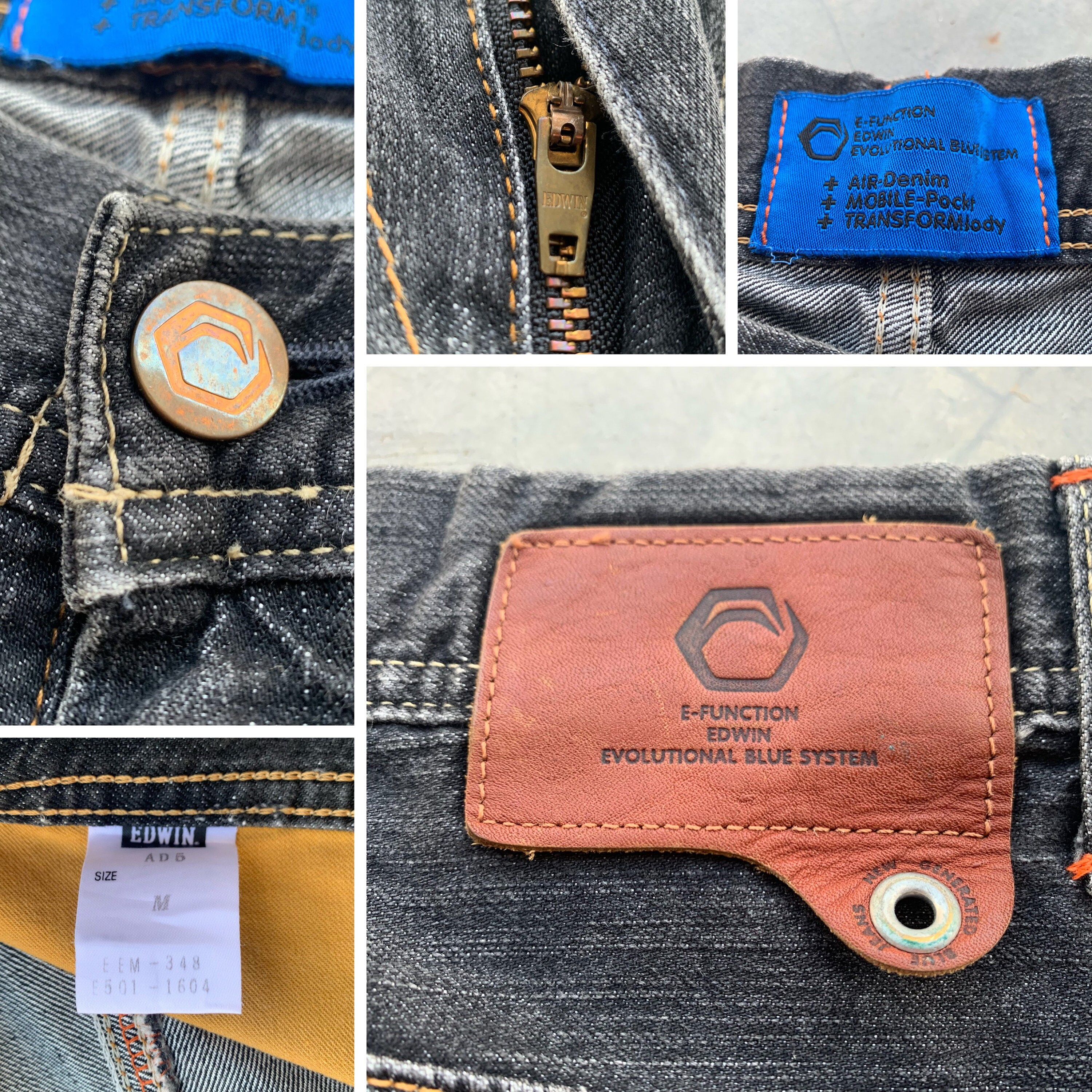 Vintage Edwin E Function Black Denim Jeans Size 32x33 - Etsy