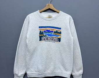 Vintage Y2K LL Bean Freeport Maine Harborside Graphics Crewneck Sweatshirt Size XS Outdoor Gear