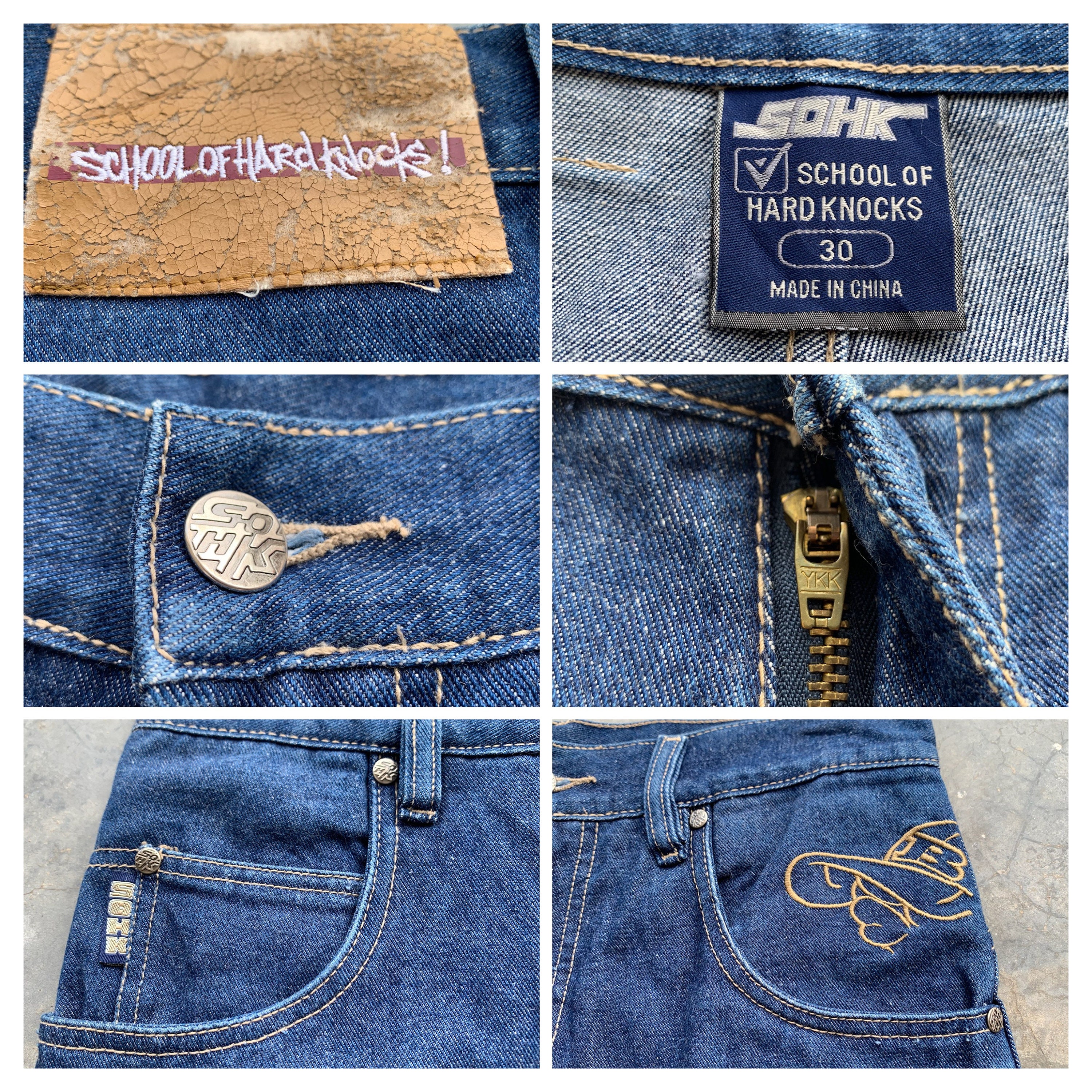 Vintage SOHK School of Hard Knocks Embroidery Baggy Jeans Vintage SOHK School of Hard Knocks Embroidery Baggy Jeans