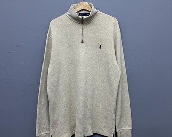 Vintage Polo Ralph Lauren Small Logo Embroidered Half Zip Pullover Sweater Sweatshirt Size L