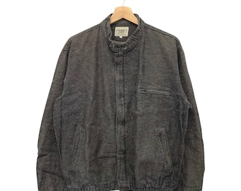 Chaqueta vaquera vintage Edwin con cremallera completa y efecto lavado ácido, talla M.